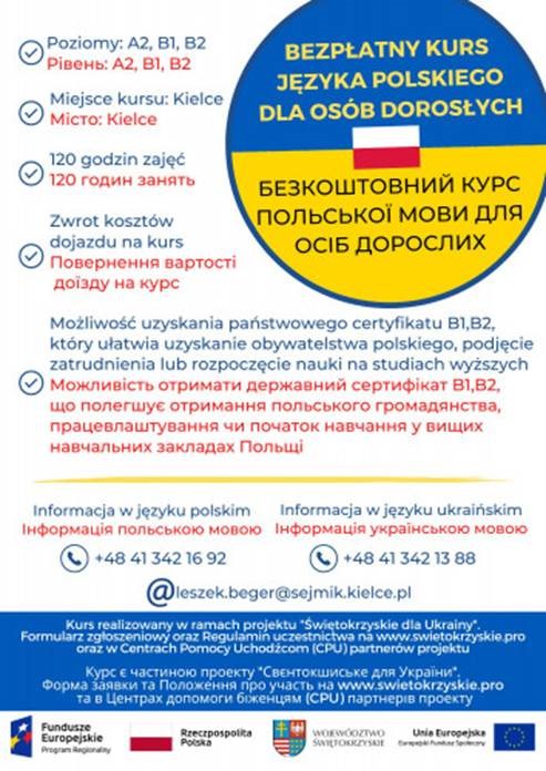 Plakat kurs języka polskiego