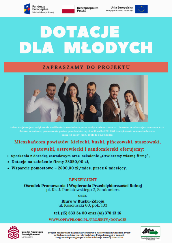 Plakat Dotacje dla młodych