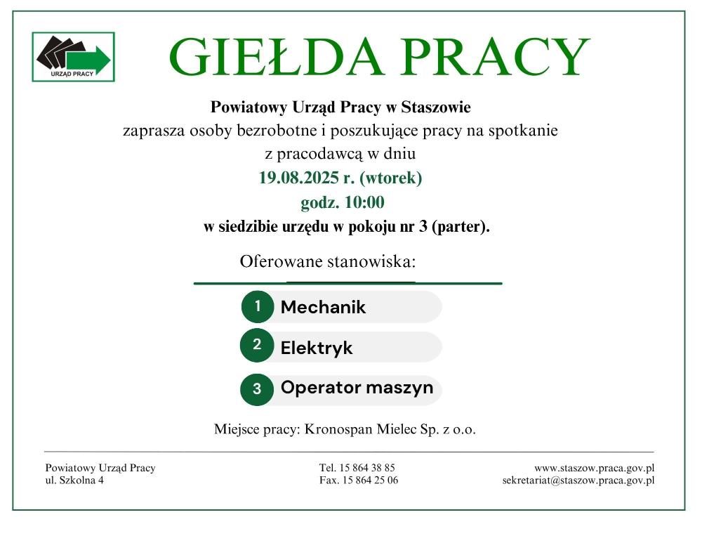 Plakat - Giełda Pracy 19.08.2025